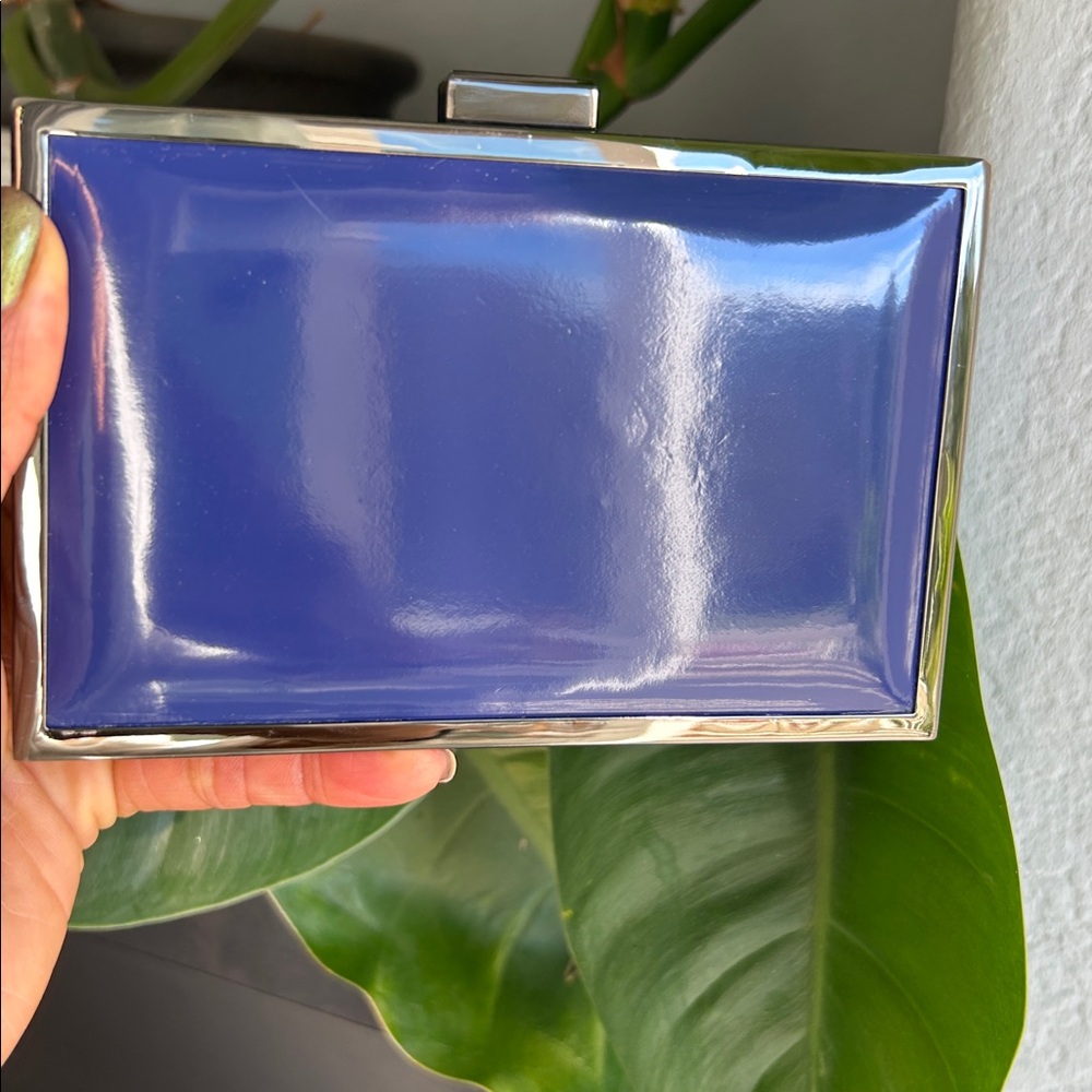 Franchi Andrea‎ Cobalt Blue Patent Leather Box Clutch Bag 6244 Evening Crossbody
